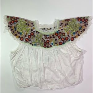 Free People Embroidered Blousson Top